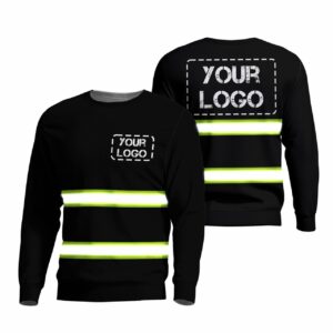 Hi Vis Long Sleeve Shirts Reflective Black Custom Logo Safety Workwear