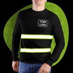 Hi Vis Long Sleeve Shirts Reflective Black Custom Logo Safety Workwear