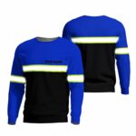 Hi Vis Long Sleeve Shirts Reflective Blue Black Below Custom Name Safety Workwear