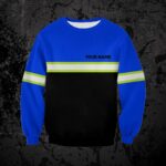 Hi Vis Long Sleeve Shirts Reflective Blue Black Below Custom Name Safety Workwear