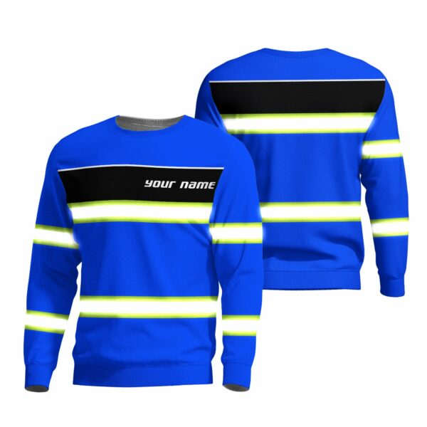 Hi Vis Long Sleeve Shirts Reflective Blue Line Custom Name Safety For Runners And Cyclist