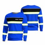 Hi Vis Long Sleeve Shirts Reflective Blue Line Custom Name Safety For Runners And Cyclist