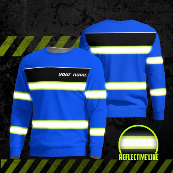 Hi Vis Long Sleeve Shirts Reflective Blue Line Custom Name Safety For Runners And Cyclist