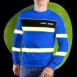 Hi Vis Long Sleeve Shirts Reflective Blue Line Custom Name Safety For Runners And Cyclist