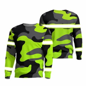 Hi Vis Long Sleeve Shirts Reflective Green Camo Safety