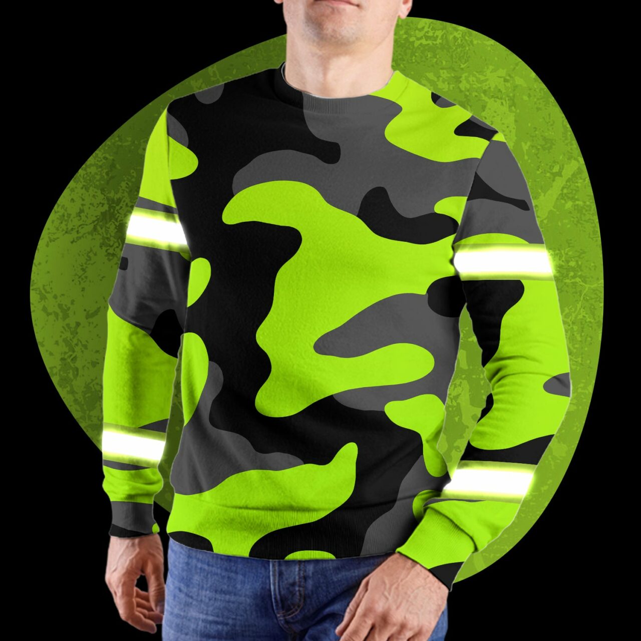 Hi Vis Long Sleeve Shirts Reflective Green Camo Safety