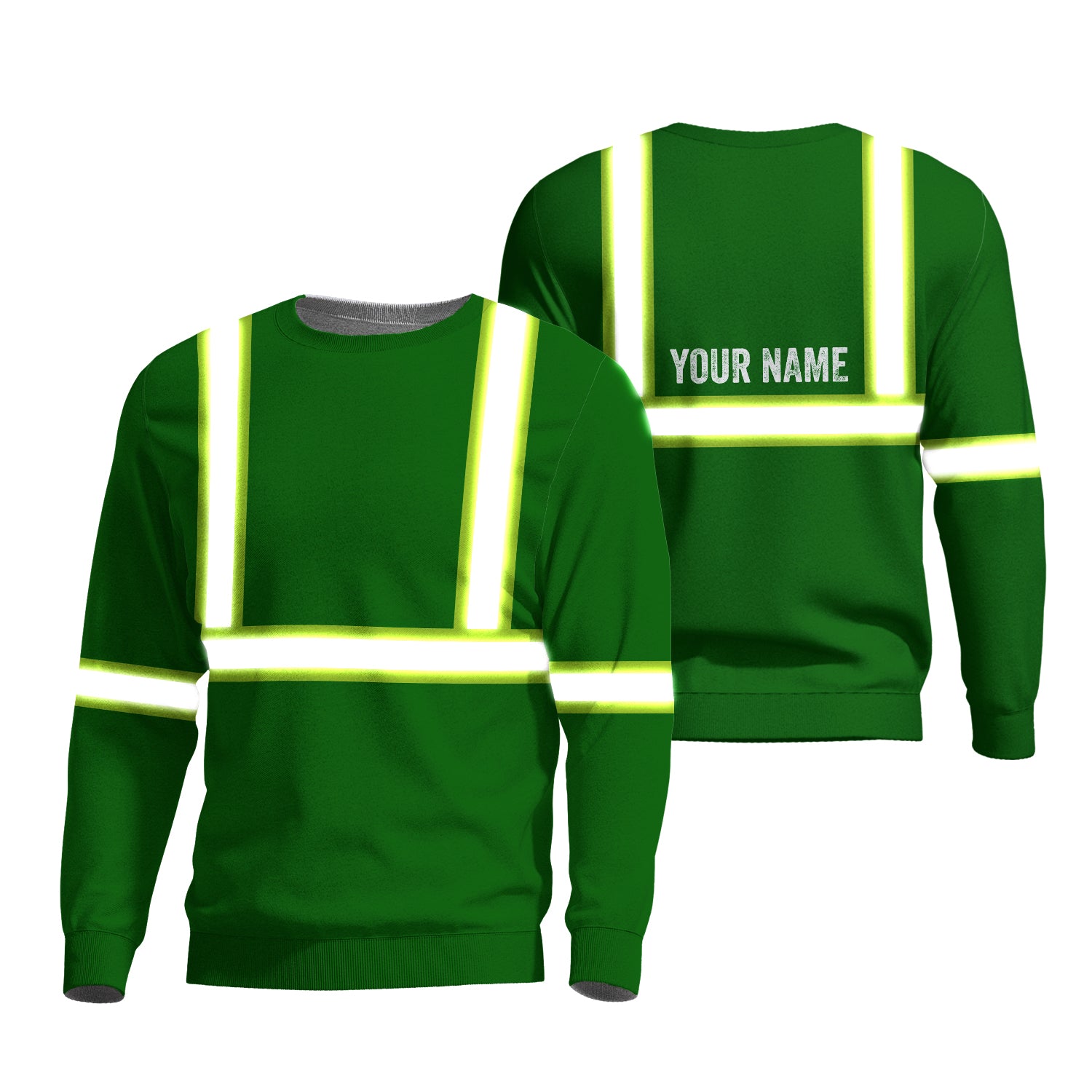 Hi Vis Long Sleeve Shirts Reflective Green Custom Logo Safety Workwear