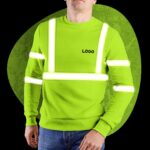 Hi Vis Long Sleeve Shirts Reflective Green Custom Name And Logo Safety Workwear