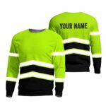 Hi Vis Long Sleeve Shirts Reflective Green Custom Name Safety Workwear