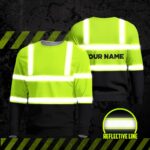 Hi Vis Long Sleeve Shirts Reflective Green Custom Name Safety Workwear