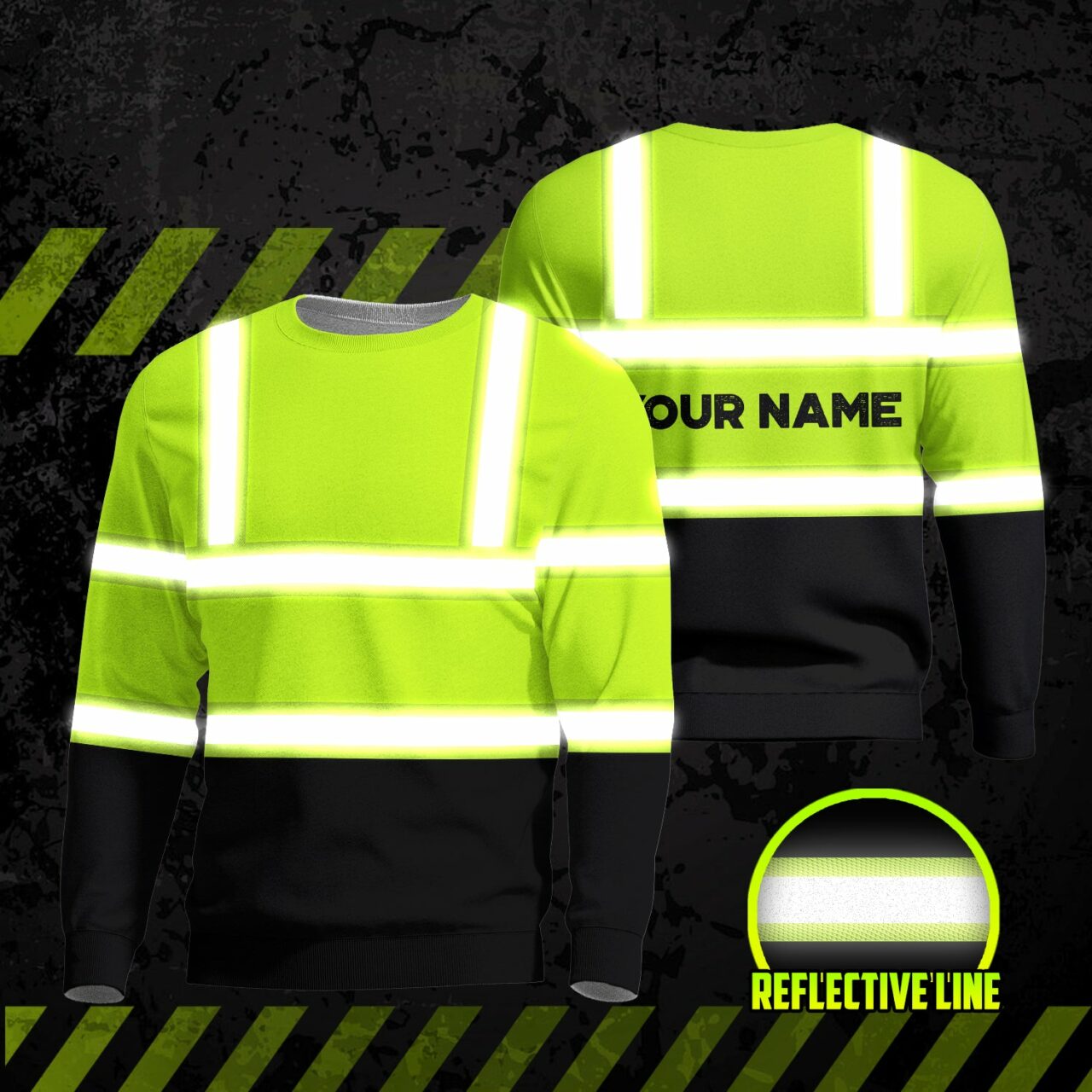 Hi Vis Long Sleeve Shirts Reflective Warrior US Flag Safety Workwear