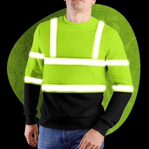 Hi Vis Long Sleeve Shirts Reflective Green Custom Name Safety Workwear