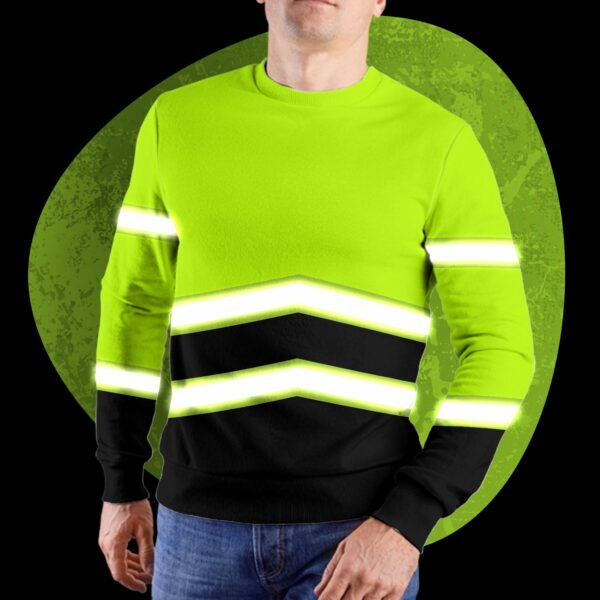 Hi Vis Long Sleeve Shirts Reflective Green Custom Name Safety Workwear