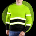 Hi Vis Long Sleeve Shirts Reflective Green Custom Name Safety Workwear