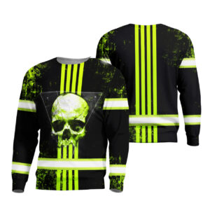 Hi Vis Long Sleeve Shirts Reflective Green Skull Safety