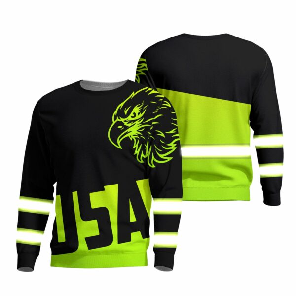 Hi Vis Long Sleeve Shirts Reflective Green USA Eagle Safety For