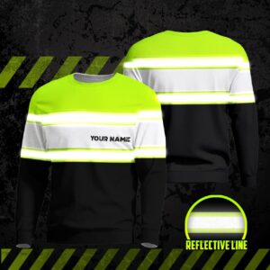 Hi Vis Long Sleeve Shirts Reflective Horizontal Line Custom Name Safety Workwear