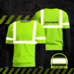 Hi Vis Long Sleeve Shirts Reflective Orange and Green Neon Custom Name Safety For Running, Cycling, Walking and Working