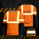 Hi Vis Long Sleeve Shirts Reflective Orange and Green Neon Custom Name Safety For Running, Cycling, Walking and Working