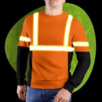 Hi Vis Long Sleeve Shirts Reflective Orange and Green Neon Custom Name Safety For Running, Cycling, Walking and Working