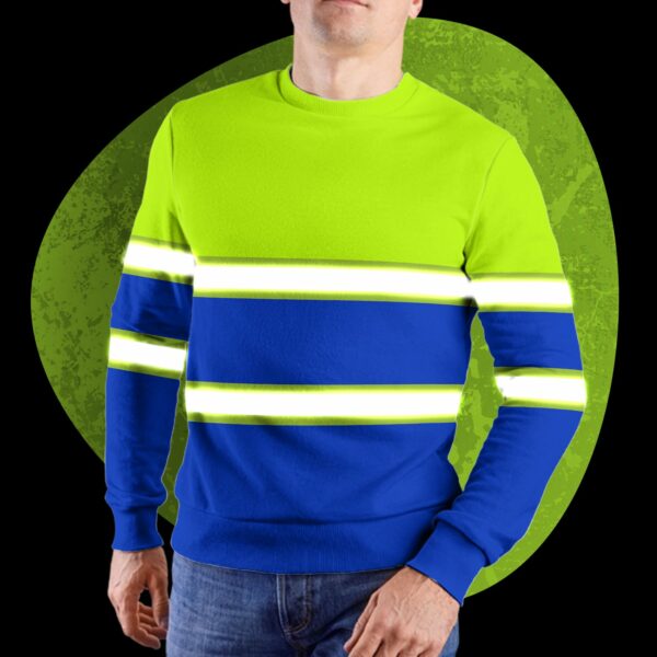 Hi Vis Long Sleeve Shirts Reflective Stripes Lime and Blue Custom Name Safety Workwear