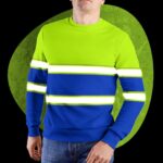 Hi Vis Long Sleeve Shirts Reflective Stripes Lime and Blue Custom Name Safety Workwear