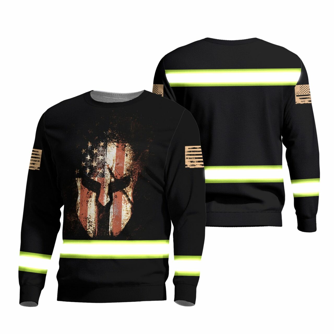 Hi Vis Long Sleeve Shirts Reflective Warrior US Flag Safety Workwear