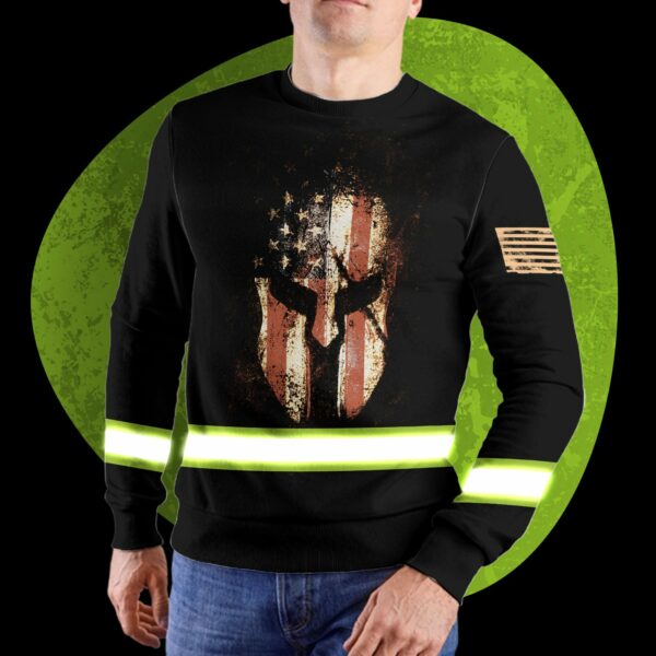 Hi Vis Long Sleeve Shirts Reflective Warrior US Flag Safety Workwear