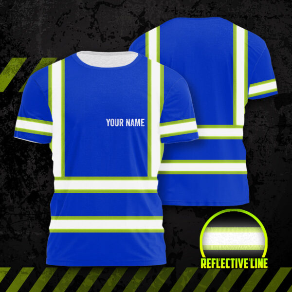 Hi Vis Shirts Reflective Blue Custom Name Safety Workwear For Runner Cyclist Construction Worker