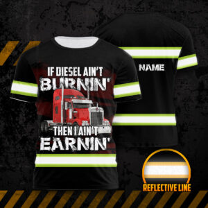 Hi Vis Shirts Reflective Funny Diesel Trucker Big Rig Custom Name Safety Workwear For Truckers