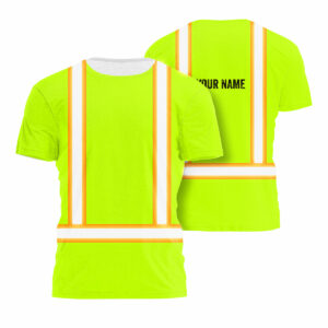 Safety Green shirts with Logo and Reflective Stripes