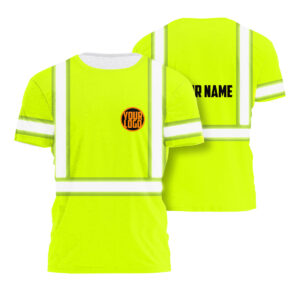Hi Vis Shirts Reflective Lime Custom Logo And Name Safety Workwear For Runner, Cyclist, Walking and Workers