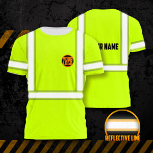 Hi Vis Shirts Reflective Lime Custom Logo And Name Safety Workwear For Runner, Cyclist, Walking and Workers