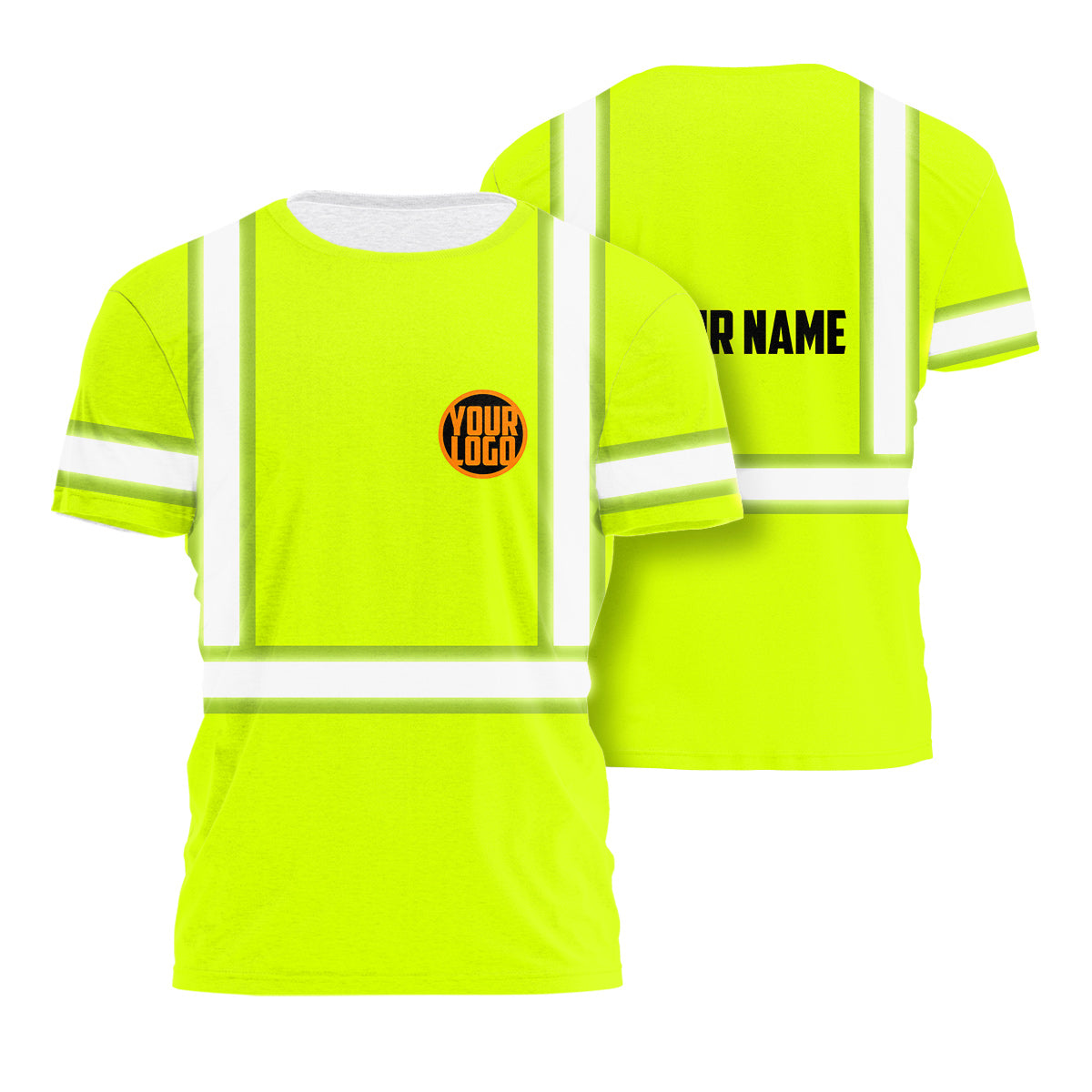 Hi Vis Shirts Reflective Lime Custom Logo And Name Safety Workwear