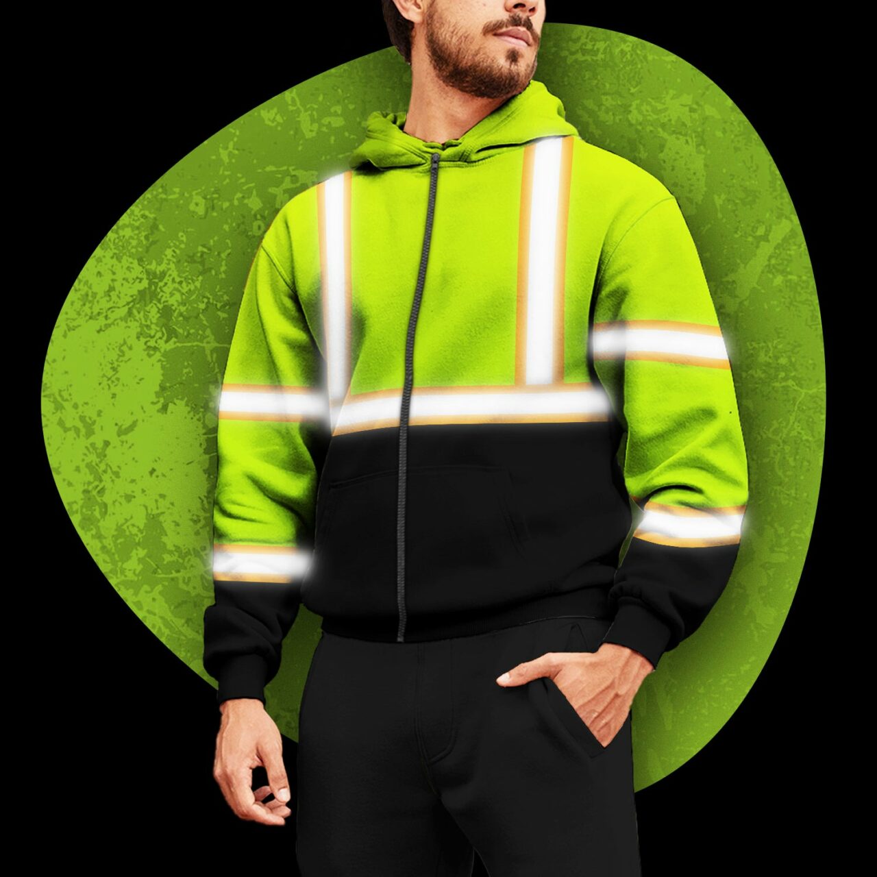 Hi vis zip discount hoodie