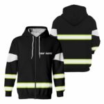 High Visibility Zip Hoodie Reflective Black Green Orange Custom Name Safety For Runner, Cyclist, Walking and Working