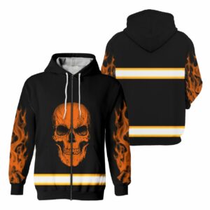 High Visibility Zip Hoodie Reflective Skull Fire Safety For Motorcycle Rider, Racing, Biker, Cyclist