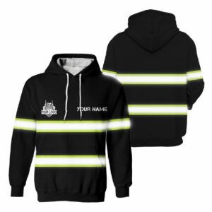 Hi Vis Hoodie Reflective Black Custom Name And Logo Safety Workwear