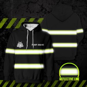 Hi Vis Hoodie Reflective Black Custom Name And Logo Safety Workwear