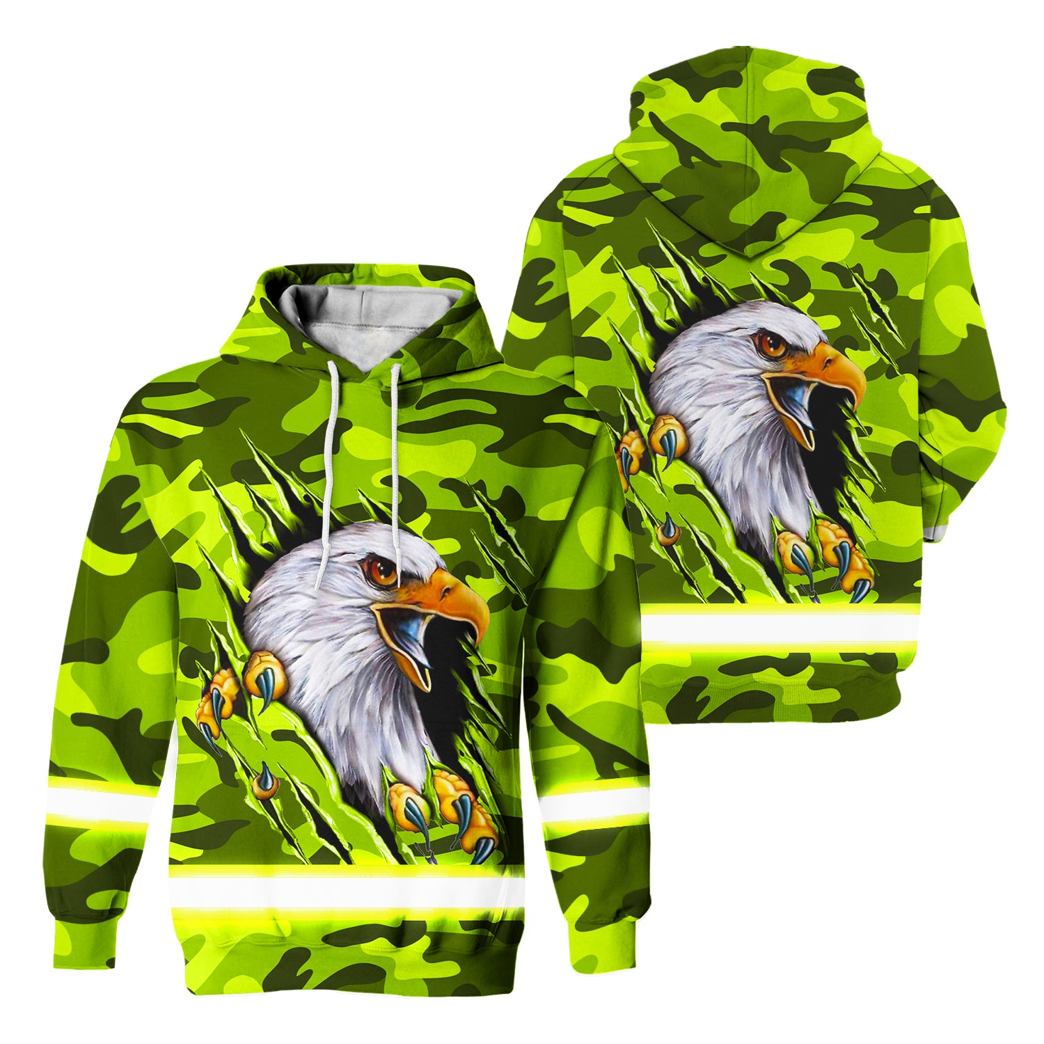 Hi Vis Hoodie Reflective Camo Eagle Safety Workwear
