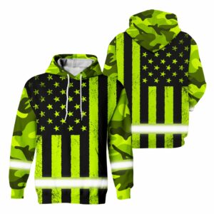 Hi Vis Hoodie Reflective Eagle Us Flag Orange Safety Workwear For