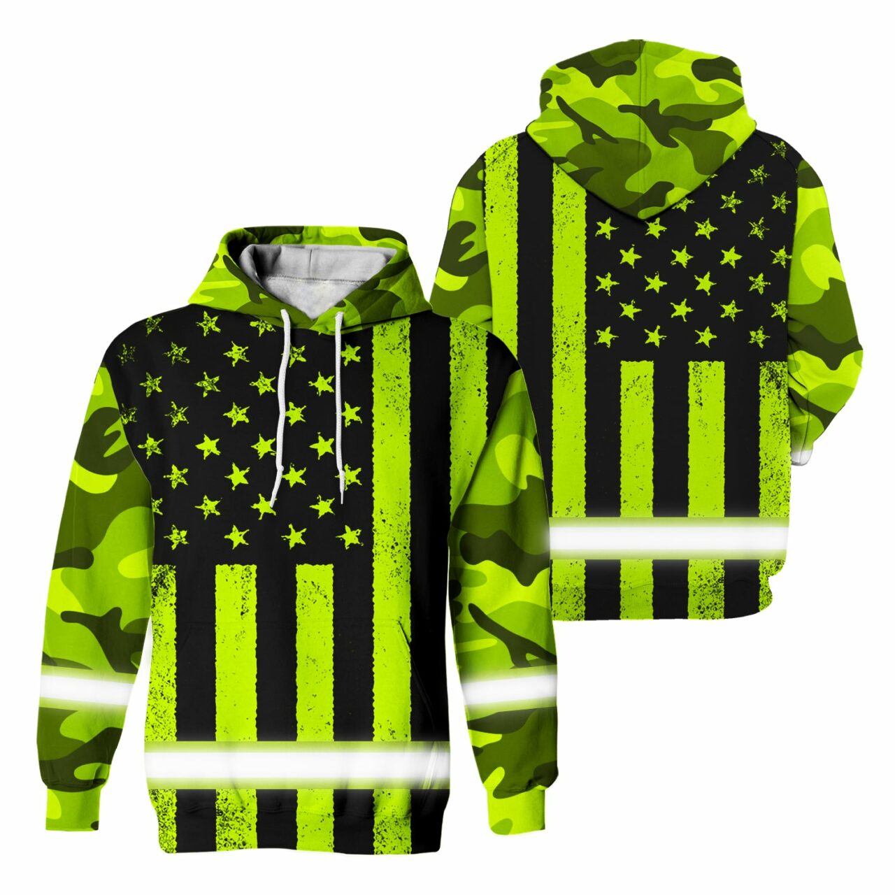 Hi Vis Hoodie Reflective Camo Flag Safety Workwear