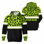 Hi Vis Hoodie Reflective Leopard Custom Name Safety Workwear