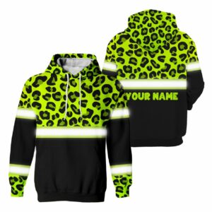 Hi Vis Hoodie Reflective Leopard Custom Name Safety Workwear
