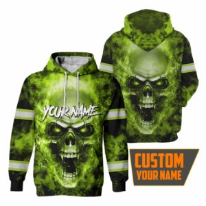 Hi Vis Hoodie Reflective Skull King Custom Name Safety Workwear