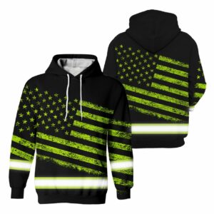Hi Vis Hoodie Reflective US Flag Safety Workwear