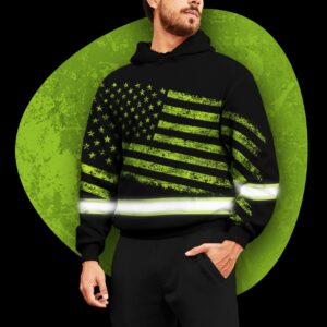 Hi Vis Hoodie Reflective US Flag Safety Workwear