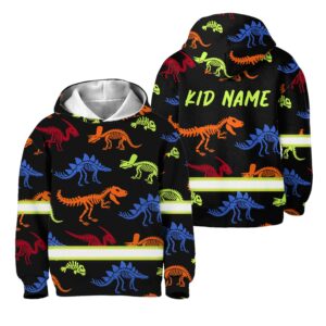 Hi Vis Kids Hoodie Reflective Dinosaur Colorful Custom Name Safety Workwear