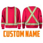 Hi Vis Kids Long Sleeves Reflective Basic Cross Custom Name Safety Workwear