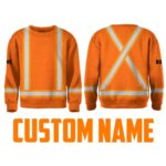 Hi Vis Kids Long Sleeves Reflective Basic Cross Custom Name Safety Workwear